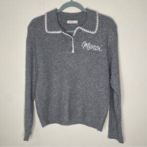 Active USA White Trim Embroidered Merci Polo Sweater S